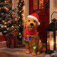 thumbnail image 6 of SPOORYYO Lighted Christmas Dog Decor Resin Statue with Santa Hat and Scarf, Multicolor LED String Lights Holiday Porch Yard Decoration, 6 of 7