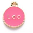 thumbnail image 2 of 20Pcs Leo Charms Alloy Enamel Pendants Flat Round with 12 Constellation Jewelry Findings for Necklace Bracelet Jewelry Making Light Gold Cerise 15x12x2mm Hole: 1.5mm for DIY, 2 of 3