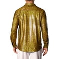 thumbnail image 3 of INSPIRE CHIC Metallic Shirt for Men's Long Sleeves Party Disco Shiny Printed Shirts L Golden, 3 of 6