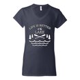 thumbnail image 2 of Wild Bobby, Life Is Better At The Lake, Women Standard V-Neck Tee, Navy, Large, 2 of 4