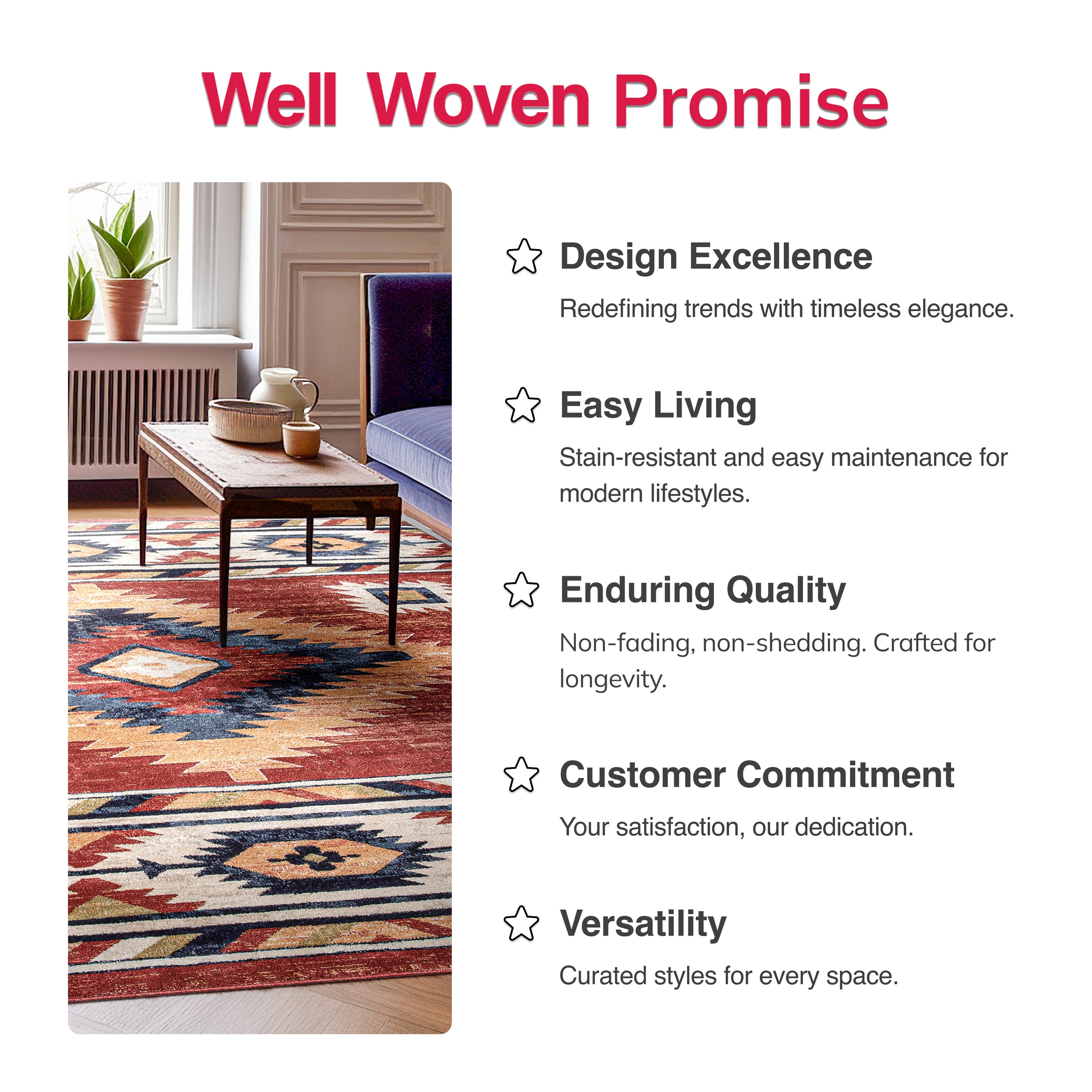 Well Woven Tulsa Southwestern Area Rug, 6.58' x 9.25', Shed Free Yarn, Durable, Machine Made