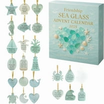 LanSuare Christmas Advent Calendar 2025, 24Pcs Sea Glass Friendship Hanging Ornaments, 24 Days Christmas Countdown Calendars, Surprise Xmas Gifts for Grandkids