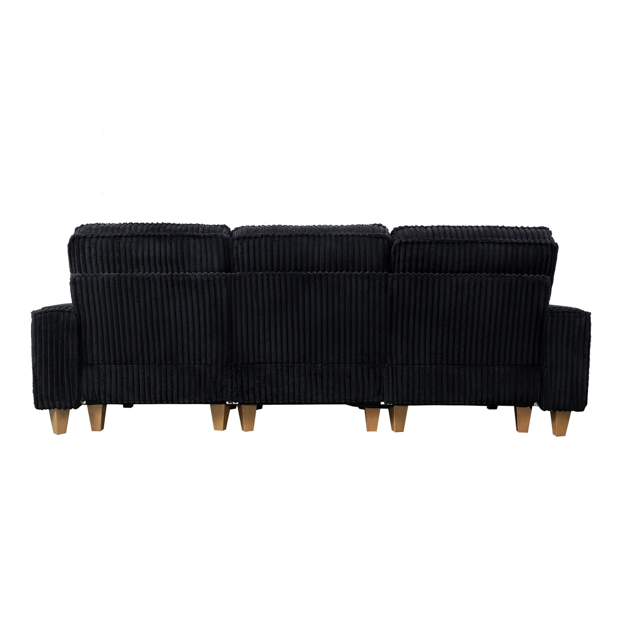 Aukfa 3 Piece Sofa Set - 99" Oversized 3 Seat Couch with Cup Holders&Pillows, 16 Solid Wood Legs, Black