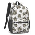 thumbnail image 2 of Green Cat Head White Pattern 17" Waterproof Oxford School Backpacks for Teens, S-Shape Padded Straps, for School, Travel, Hiking, Camping, 2 of 5