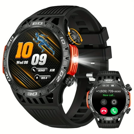 Men'S Sport Smartwatch Featuring Call Functionality, an LED Flashlight, a Compass, Over 110 Sports Modes, a 1.46-Inch HD Display, Fitness Tracking, a Pedometer, Extended Battery Life, And More