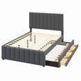 thumbnail image 5 of Harper & Bright Designs Full Size Platform Bed with Trundle and 3 Storage Drawers, Linen Upholstered Ful Bed Frame with Headboard for Adults, Gray, 5 of 12