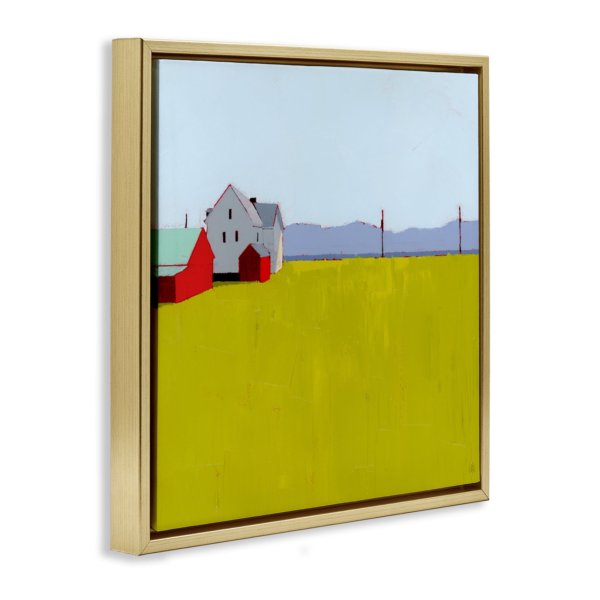 Farmhouse & Shed Landscape Gold Framed Floater Canvas Wall Art, design by Ruth LaGue