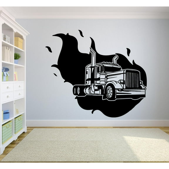 Monster Truck Flame Wheels Trucks Cars Toy Car Wall Sticker Art Decal for Boys Children Room Bedroom Nursery Kindergarten House Fun Home Decor Stickers Wall Art Vinyl Decoration Size (8x10 inch)