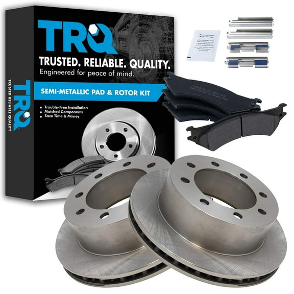 TRQ Rear Brake Pad & Rotor Kit Brake Pads Brake Rotor Semi-Metallic Fits Select 2003-2007 Ford E-250 1999-2002 E-250 Econoline