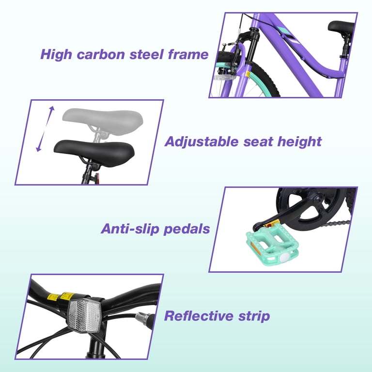 Hykolity 24" Kids Mountain Bike, 7-Speed, Purple photo 2