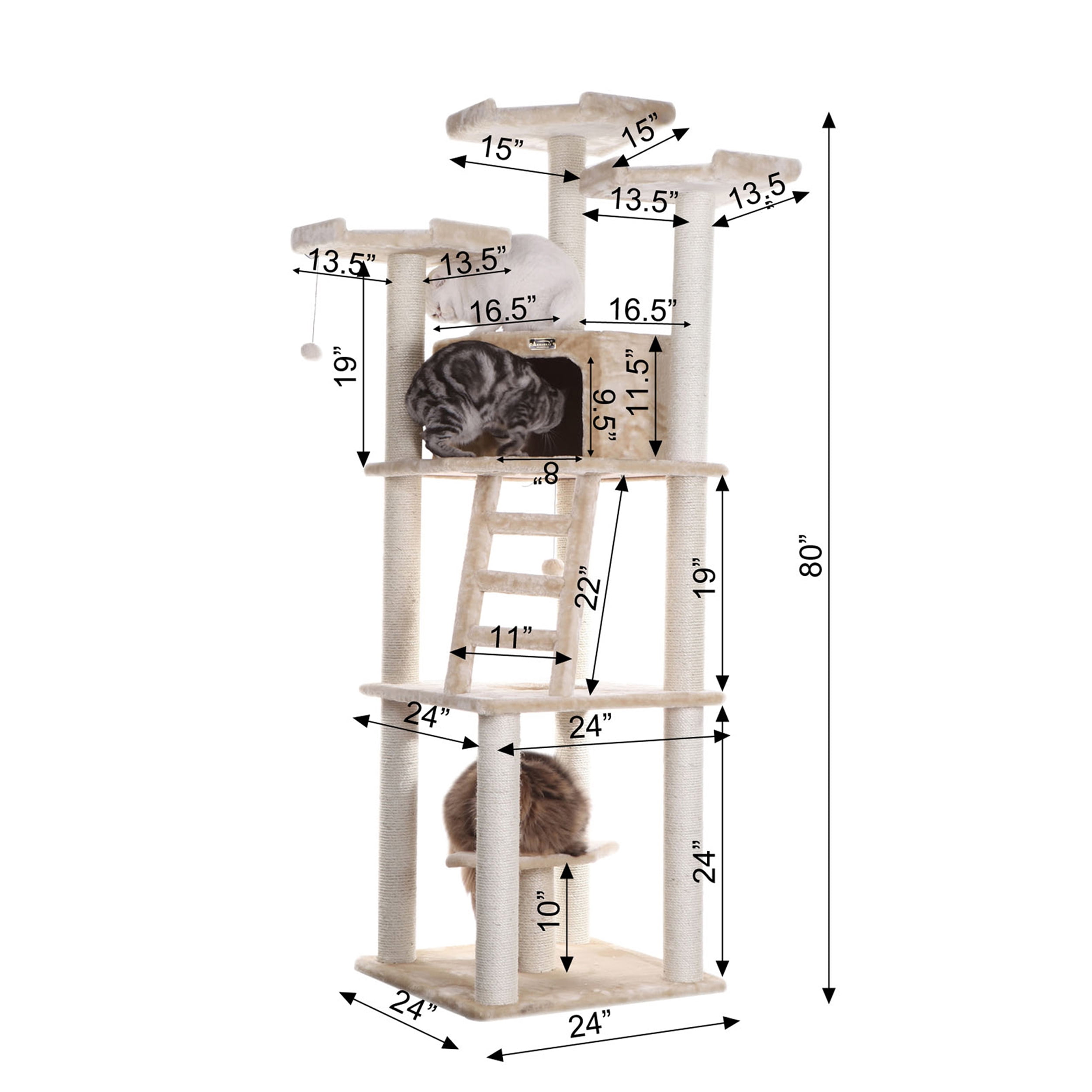 Armarkat Classic Real Wood Cat Tree Model A8001, 80 inch Beige