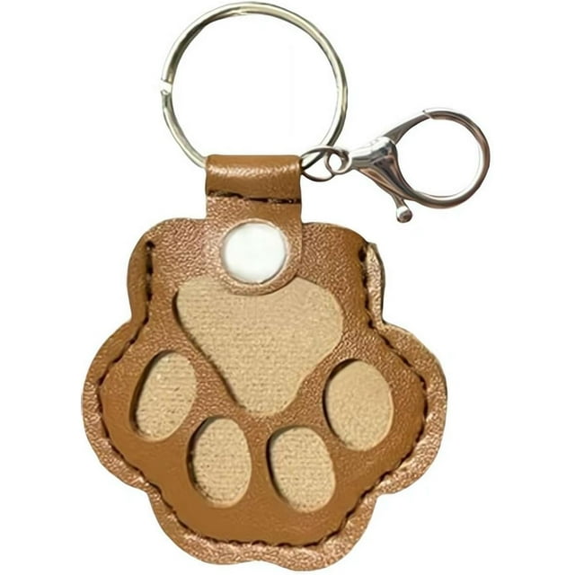 HUGFEGWE Pet Hair Keepsake Box for Dog, Pets Hair Storage Pouch Fur Memorial Keyring for Pet Commemorative,Dog Cat Paw Shape Leather Keychain Pendant AZ824-17845