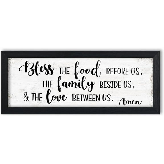 Cskhip Bless the Food Before Us Rustic Wood Signs Pantry Street Signs Vintage Wood Plaque Farmhouse Wall Art Wall Decor for Home Man Cave Door Porch Garden Party 4" x 16"