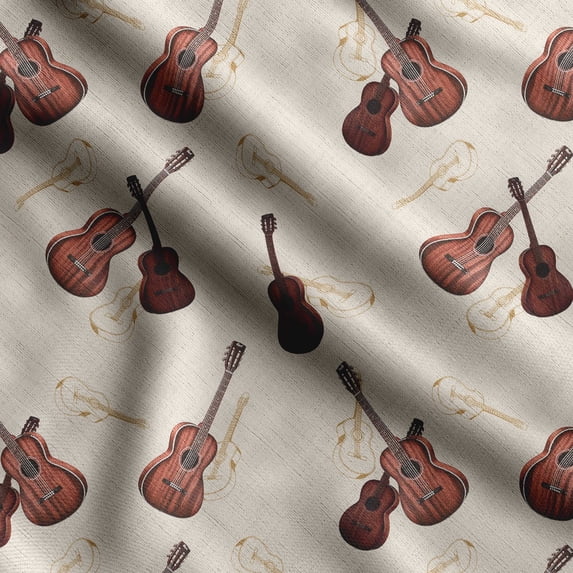 Soimoi Musical Instruments Printed,Cuddle Minky Fabric, Sewing Fabric by The Yard 56 Inch Wide,Decorative Plush Soft Fabric, Baby Garments, Toys and Blankets, Brown