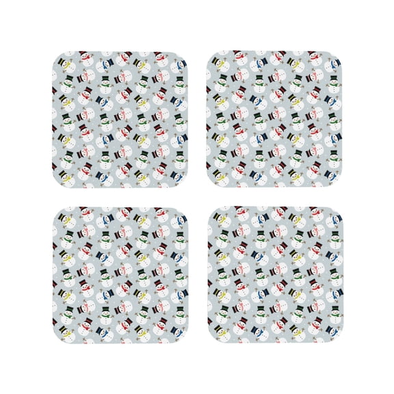 Vsdgher Colorful Hat Snowman Leather Coasters for Drinks, Durable Drink Coasters 4 Set for Tabletop Protection, Luxurious Home Décor and Housewarming Gift-Square
