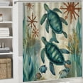 thumbnail image 6 of Orinice Fabric Shower Curtain,Sea Turtle Nautical Map Beach Theme Ocean Creature Landscape Coral Blue Teal Polyester Designer Cloth, Print Decorative Bathroom Curtains Include Hooks Set 36x72, 6 of 7