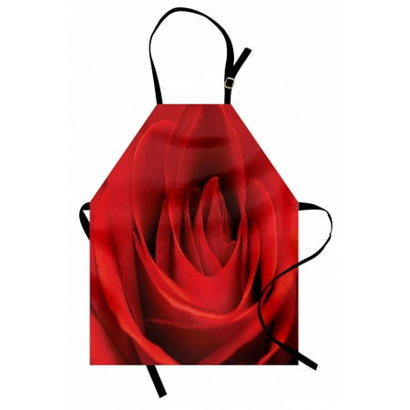

Rose Apron Close Up Macro of a Red Rose Bloom Fresh Natural Beauty Valentine s Day Couples Theme Unisex Kitchen Bib Apron with Adjustable Neck for Cooking Baking Gardening Vermilion by Ambesonne