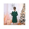 thumbnail image 6 of Girls Dress Green Solid Casual School Student Uniform Cotton Long Sleeve 7 Years, 6 of 9