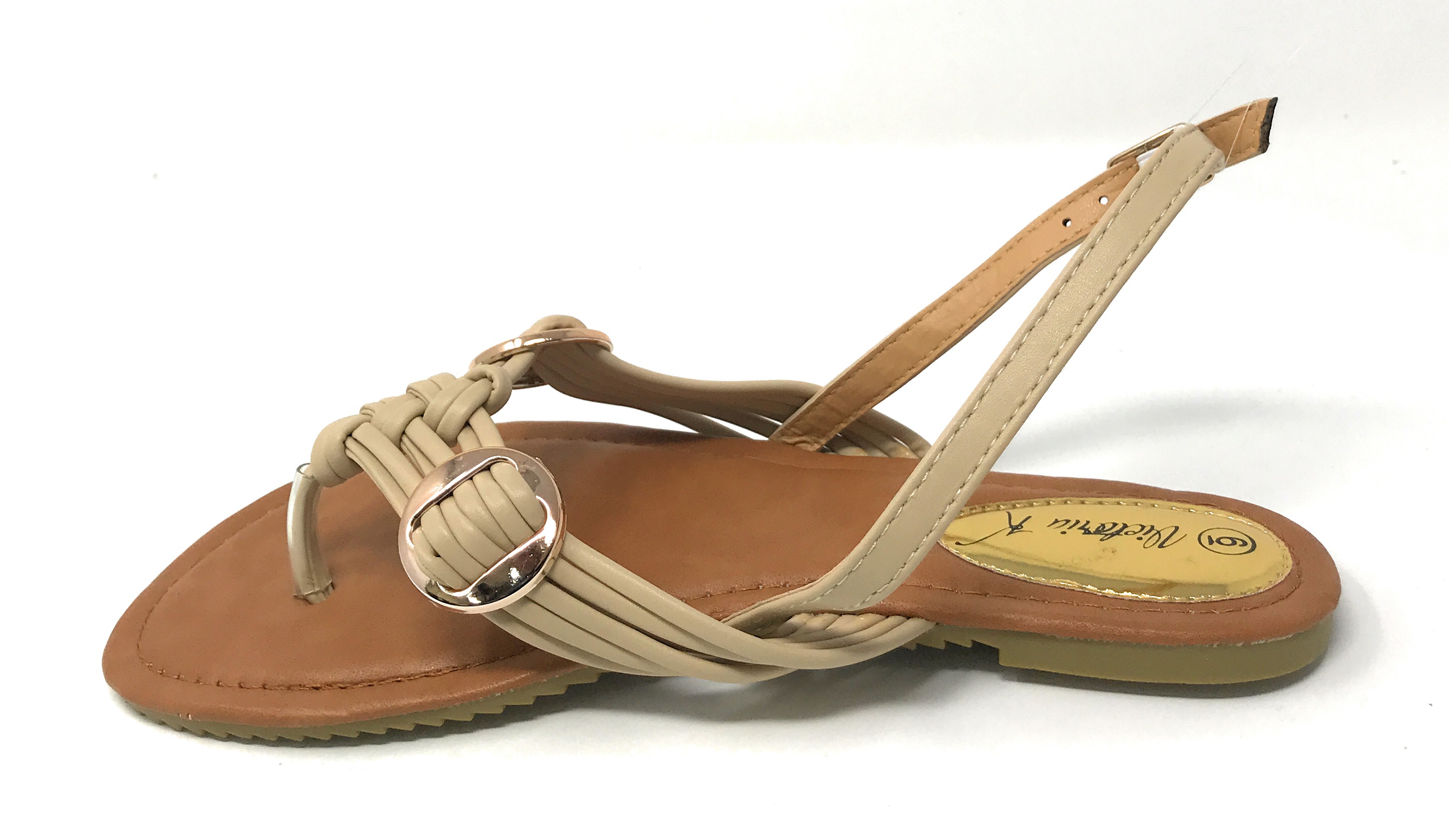 Victoria K Women's Multi Straps With Gold Side Buckles Sandals