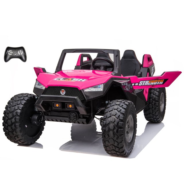 VOLTZ TOYS 2-Seater 24V Kids Ride On UTV - Realistic Off-Road Dune Buggy with EVA Tires, Spring Suspension, Remote Control & Music - Pink