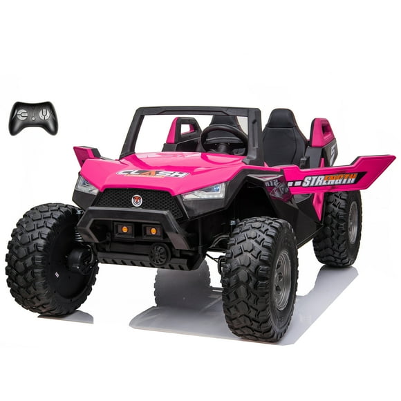 VOLTZ TOYS 2-Seater 24V Kids Ride On UTV - Realistic Off-Road Dune Buggy with EVA Tires, Spring Suspension, Remote Control & Music - Pink