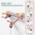 thumbnail image 5 of Wowow Wall Mounted Pot Filler with 2-Handles Double Joint Swing Arm in Copper, 5 of 8