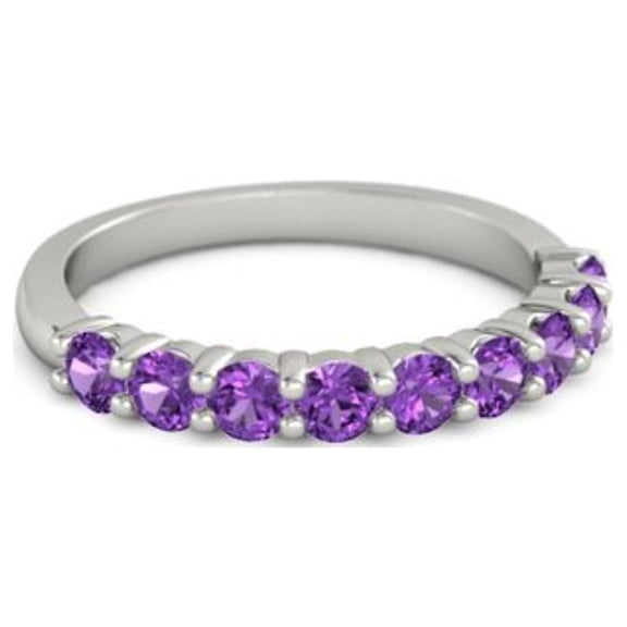 0.45ct Round Cut Purple Amethyst Eternity Band Ring 925 Sterling Silver Easter Day Sale Jewelry Size:- 4