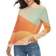 thumbnail image 2 of Abstract Colorful Green And Red Vector Wave Women's Turtleneck Sweater Long Sleeve Ribbed Fitted Turtle Neck Casual Fall Winter Collection Top 2XL, 2 of 4