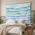 thumbnail image 3 of Green Blue Stripes Tapestry for Bedroom Wall Hanging Tapestry, Ocean Waves Abstract Modern Art Ceiling Backdrop Tapestries Poster Blanket Wall Decor for Teens Room Living Room Dorm 55" x 73", 3 of 8