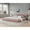 Pink, variant on California King Grounded Platform Bed with Thick Headboard, Chenille Upholstered Bed Frame, No Box Spring Needed