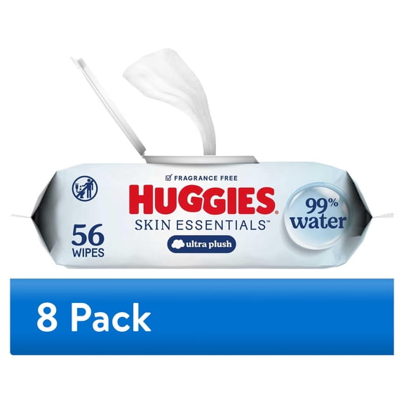(8 pack) Huggies Skin Essentials Hypoallergenic Baby Wipes, Sensitive Wipes, 1 Pack, 56 Count