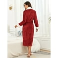 thumbnail image 3 of PajamaX Women's Fleece Shawl Collar Bathrobe Plush Soft Long Spa Robe Lightweight Fluffy Cozy Shower Bathrobe (S, Burgundy), 3 of 7