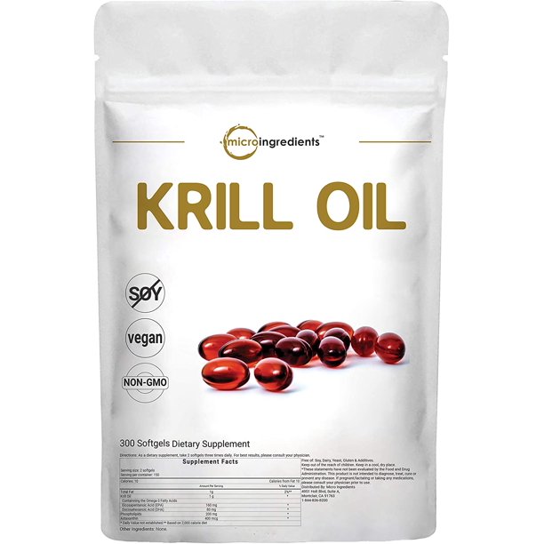 Micro Ingredients Antarctic Krill Oil Supplement, 1000mg Per Serving