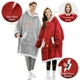 thumbnail image 2 of Joyfy Wearable Blanket Hoodie for Adults, Giggling Getup Sherpa Fleece Hooded Sweatshirt with Pocket & Sleeves, Warm Cozy Printed Gift for Women & Teens,Standard Red, 2 of 7