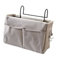 thumbnail image 3 of Bolsa organizadora de bolsillo para mesita de noche, de algodón y lino, para literas y dormitorios, color gris, 3 of 12