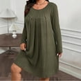 thumbnail image 5 of ClodeEU Women's Long Sleeve Round Neck Plus Size Sweater Dress,Elegant Loose T Shirt Swing Dress Army Green,Womens Plus XXL, 5 of 6