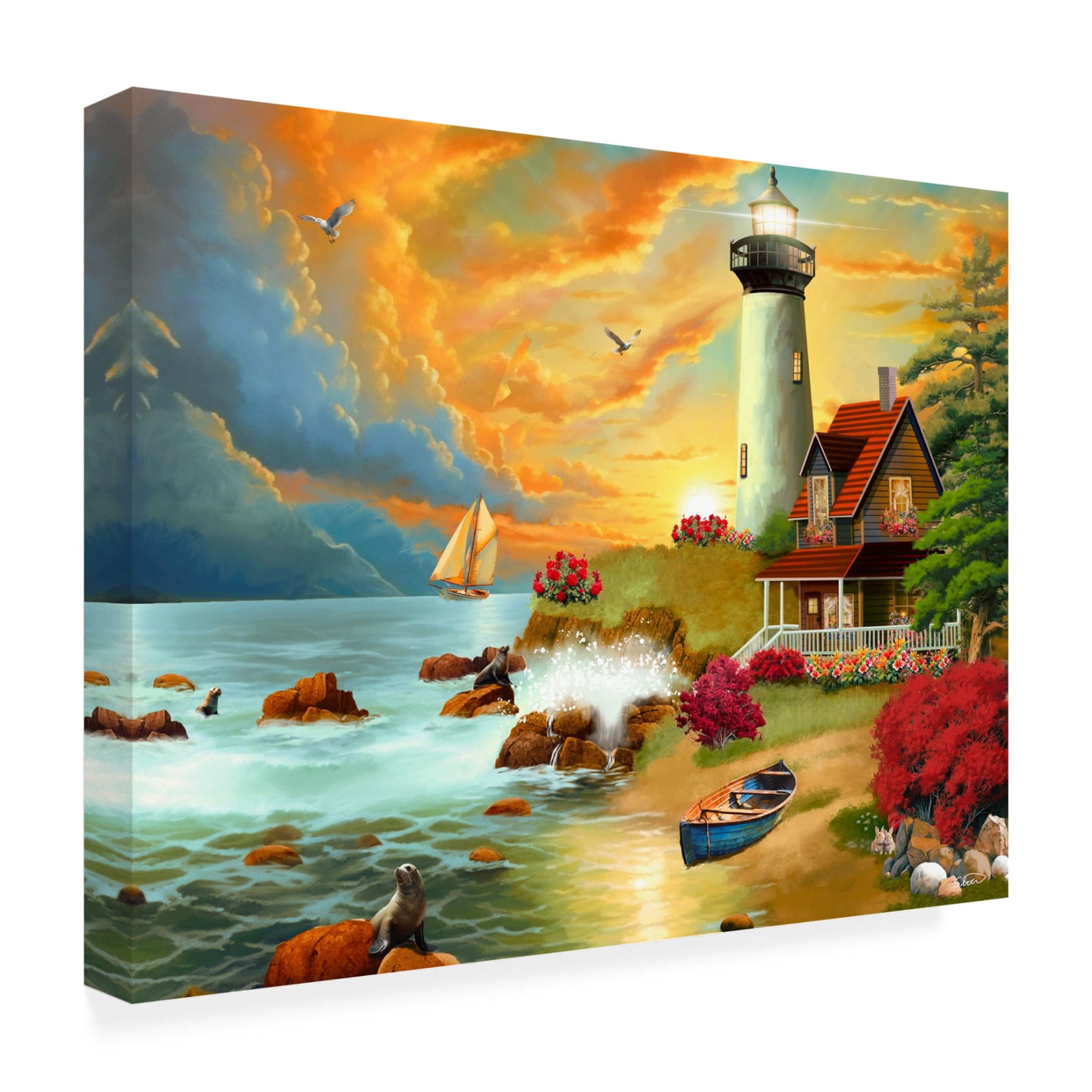 Canvas Wall Art - Stewart 'Seal Lion Island Lighthouse' Wall Art for Living Room, Bedroom, or Office Décor by Trademark Fine Art - 19 x 14 Inches