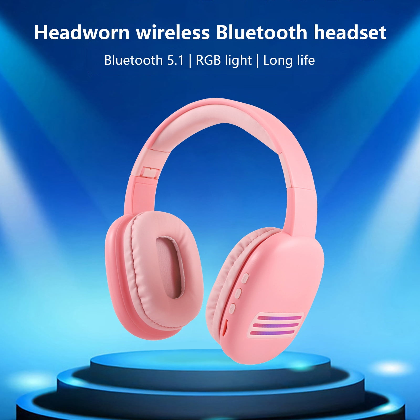 Wireless Headset with Mic for Work, Bluetooth Headset with AI Noise Cancelling Microphone, 65Hrs Working Time Wireless Headset with Microphone for Work from Home/PC/CallCenter/Computer/Laptop(Pink)