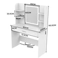thumbnail image 1 of Tocador de Maquillaje, Espejo y Luces de Brillo Ajustable, Tocador con 1 cajón de Almacenamiento 6 y estantes Abiertos, Muebles de Maquillaje Modernos para Vestidor de Dormitorio (Blanco), 1 of 8