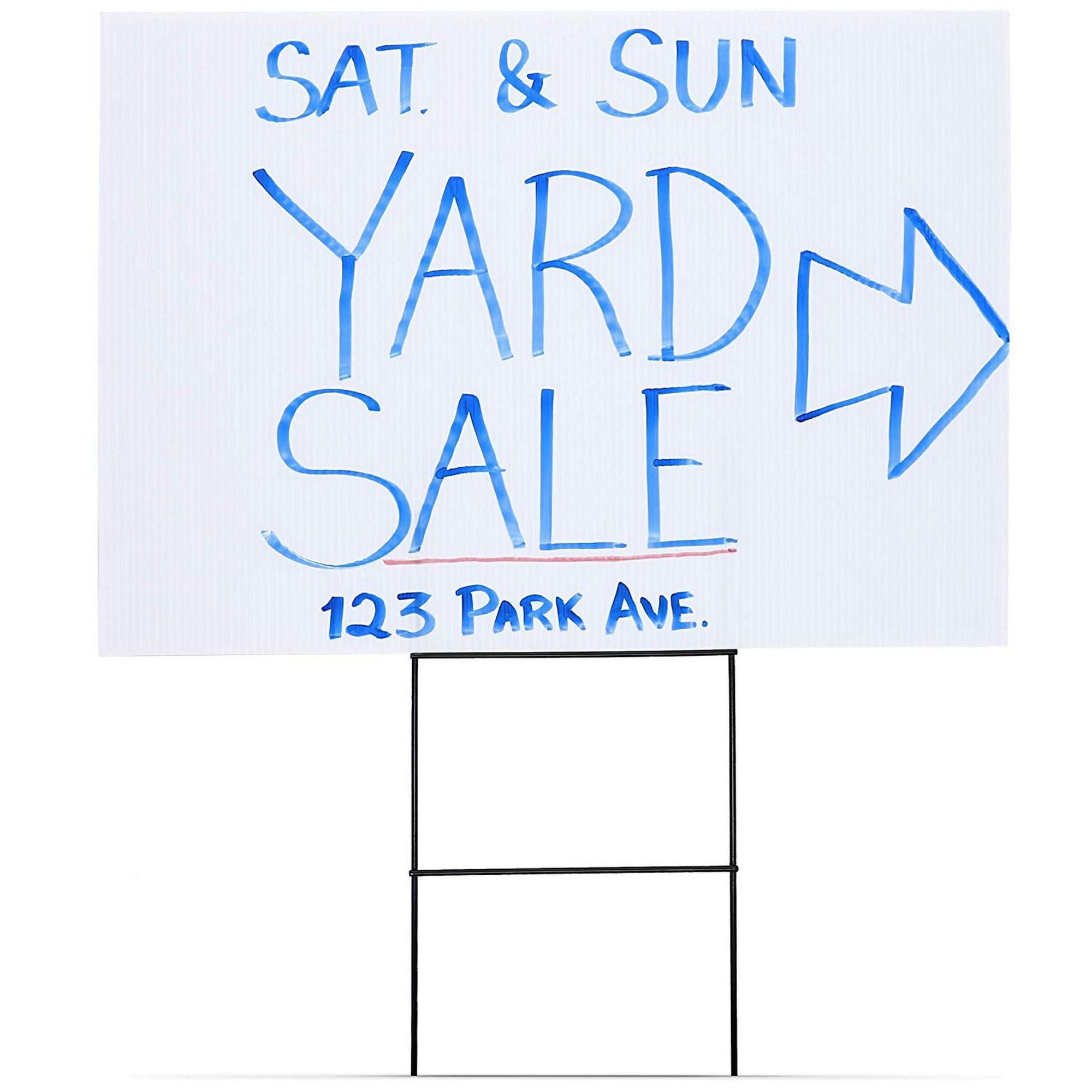 6Pack Blank Corrugated Plastic Yard Lawn Signs with Stakes, 12 X 17