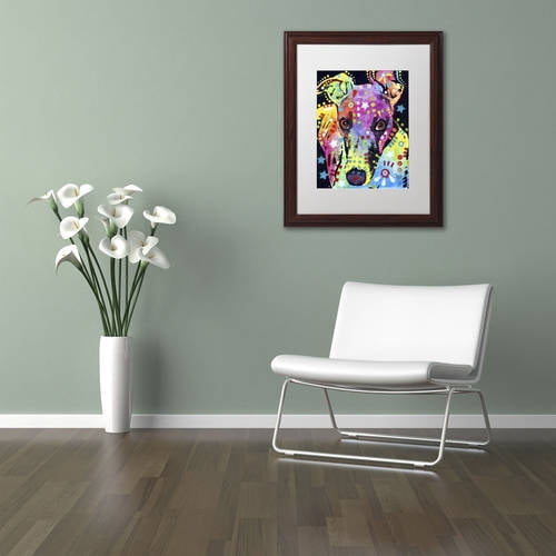 Trademark Fine Art 'Whippet' Canvas Art by Dean Russo, White Matte, Wood Frame