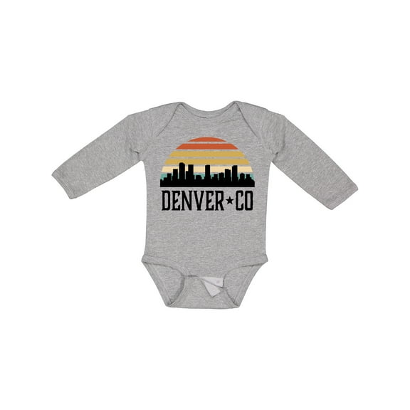 Inktastic Denver Colorado Skyline Vintage Boys or Girls Long Sleeve Baby Bodysuit
