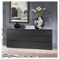thumbnail image 4 of Bowery Hill Contmeporary 6 Drawer Double Dresser in Black Woodgrain, 4 of 17