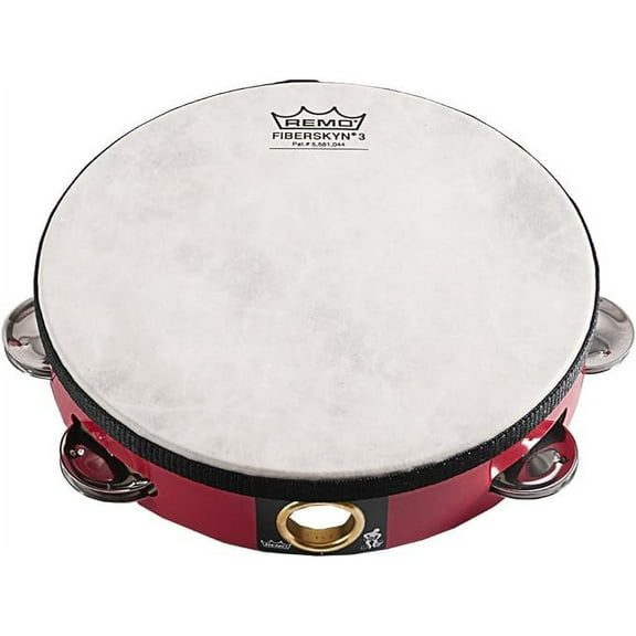 Remo 8 inch Fiberskyn Tambourine (Single Jingle; Red; Age 12 )