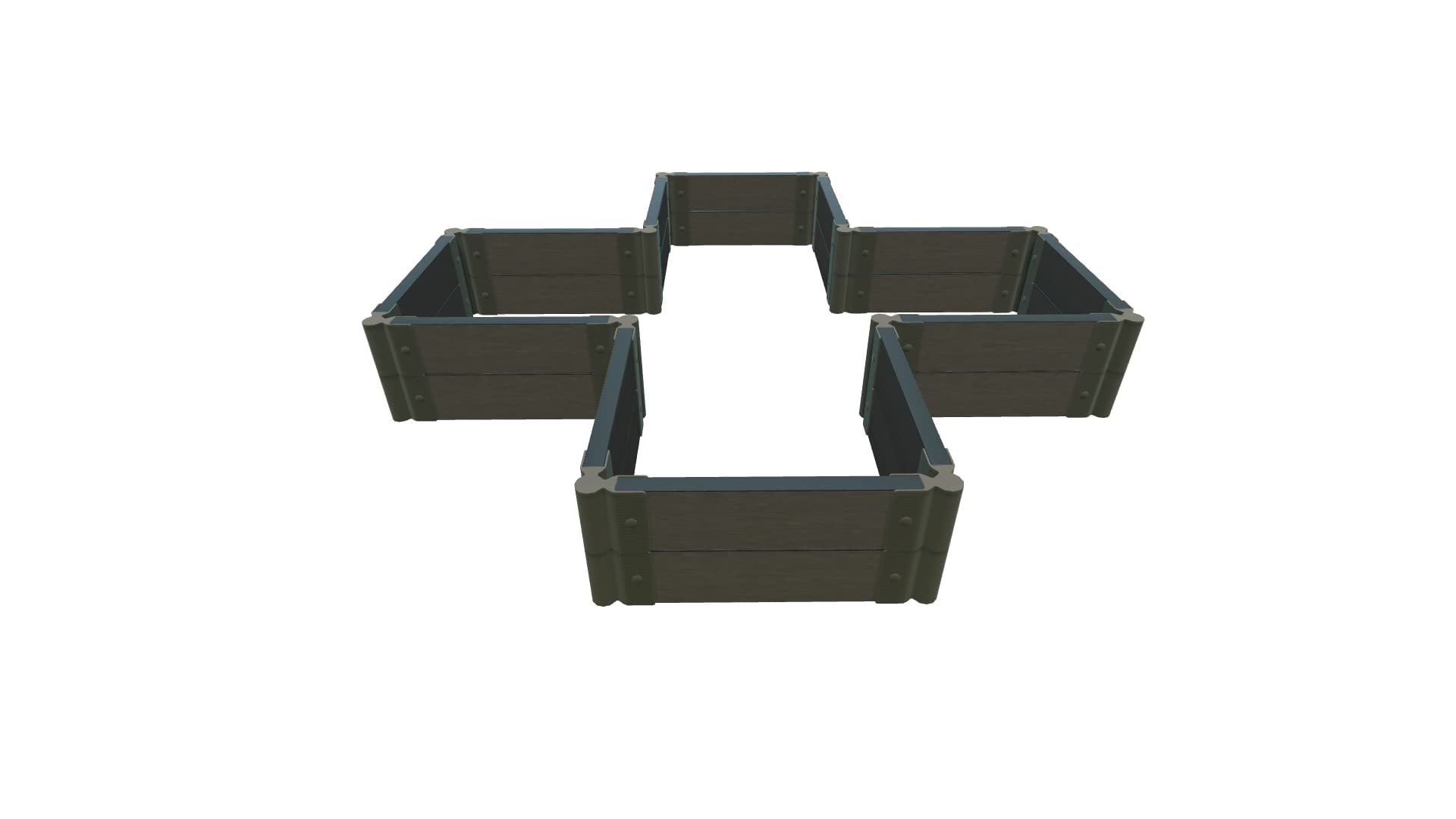 WEATHERED 2" TOOL FREE 2 x 2 x 11' GARDEN RAISED BED (KIT CROSS)