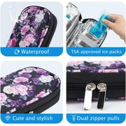 SUNMON Insulin Cooler Travel Case with 2 TSA Approved Ice Packs - Insulin Pen Cooler Case, Suitable for Diabetic Insulin Bag, Medication for Peptide Case(Purple Pink Rose)