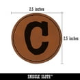 thumbnail image 2 of Letter C Uppercase Cute Typewriter Font 2.5" Faux Leather Round Engraved Iron-On Patch - Brown, 2 of 6
