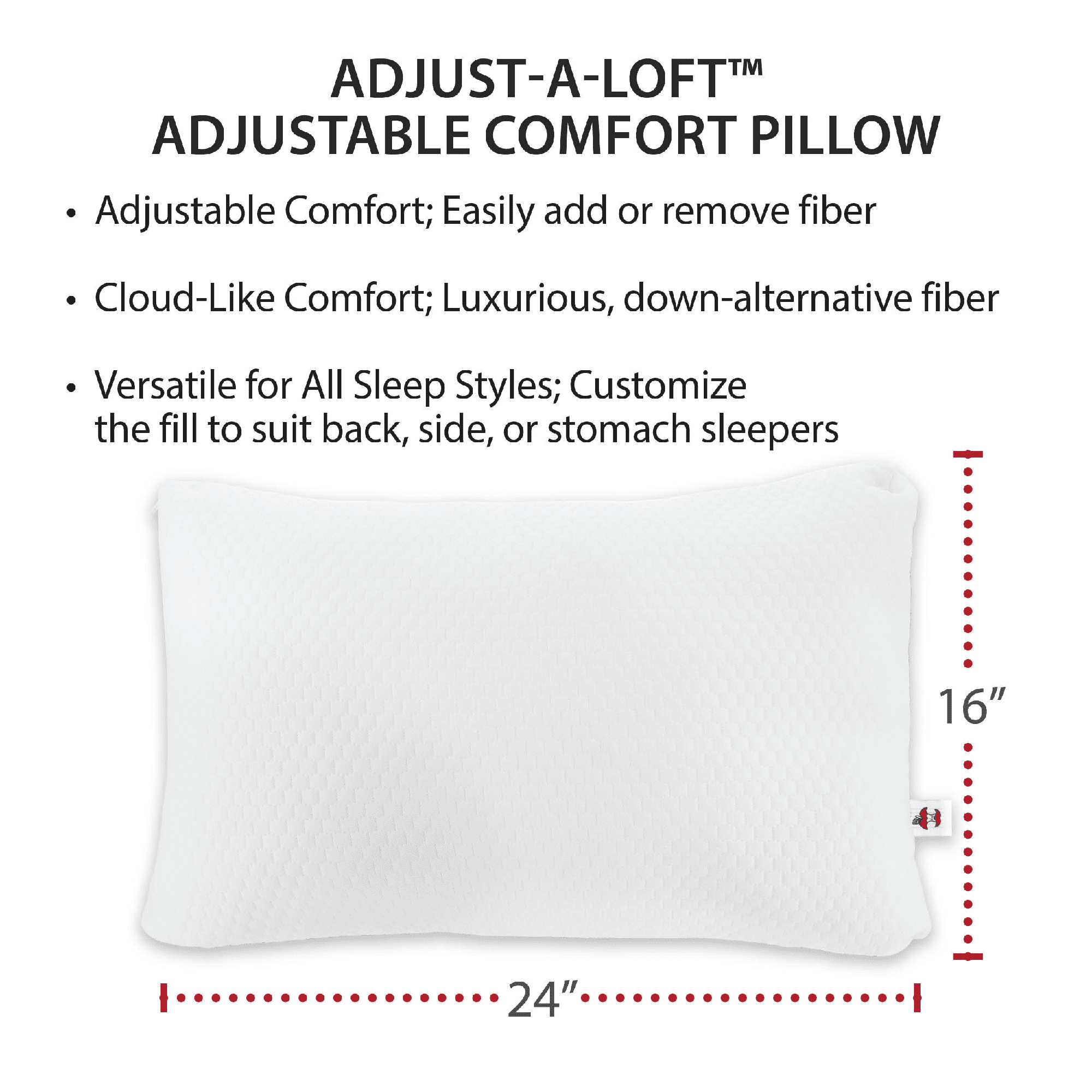 Core Products Adjustable Pillow - Customizable Loft with Alternative-Down Fill for Side, Back, or Stomach Sleeping; Cooling Gel Memory Foam Keeps You Cool and Comfortable - Standard Size