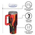 thumbnail image 4 of 40oz Tumbler with Handle and Straw, Vacuum Insulated Stainless Steel Travel Mug, Fits Car Cup Holder, Flame Print, 4 of 6