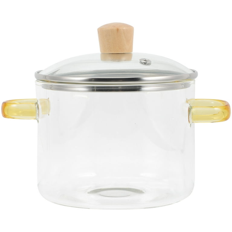 Glass cooking pot Clear Glass Stockpot with Lid and Double Ear Noodle  Cooking Pot Ramen Pot Glass Cookware
